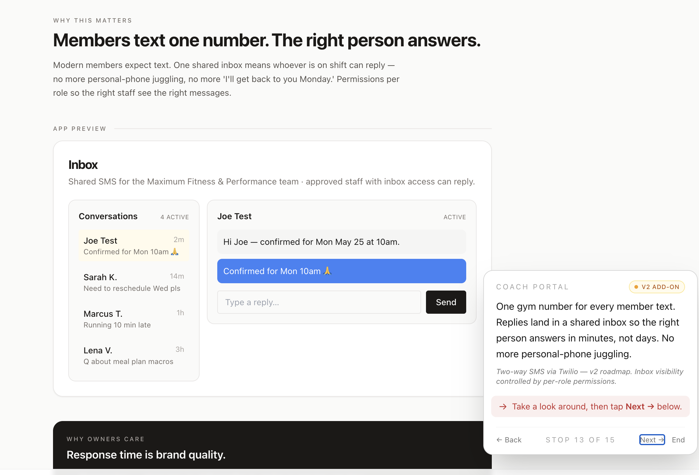 Shared SMS inbox for the team
